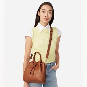 Cole Haan Tan Pebble Leather Drawstring Shoulder Bag